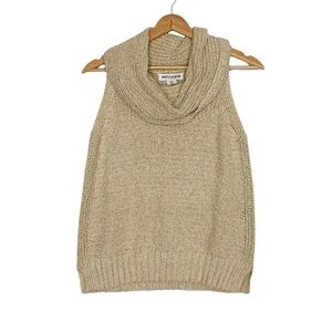 Artisan NY Cowl Neck Sweater in Beige Sleeveless Size Small Neutral Tan